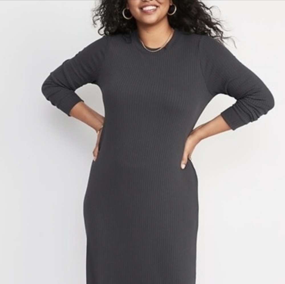 Old Navy Elegant Gray Ribbed Dress NWT Size Large